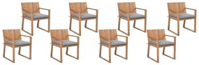 Conjunto de 8 cadeiras de jardim com almofadas cinzentas SASSARI Beliani