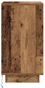 Mesa de cabeceira com luzes LED 38x34x65 cm madeira velha