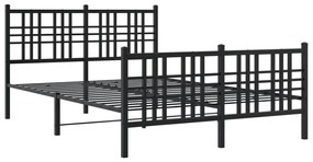 Estrutura de cama com cabeceira e pés 120x200 cm metal preto