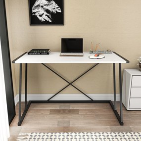 Secretária de Estudo Adelaide - Preto e Branco - 114cm x 60cm x 75cm