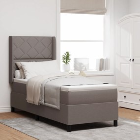 Cama Box com Colchão e LED em Taupe, 80x200 cm Tecido