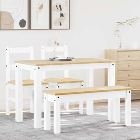 vidaXL 4 pcs conjunto de jantar Panama madeira pinho maciça branco
