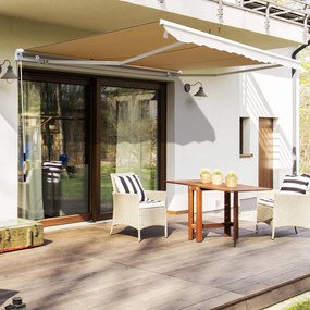 Toldo exterior manual em alumínio dobrável com ângulo e manivela ajustáveis para varanda com terraço e jardim - 2.95x2.5m
