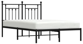 Estrutura de cama com cabeceira 120x190 cm metal preto
