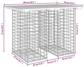 Banco jardim design gabião 100x70x72 cm madeira douglas maciça