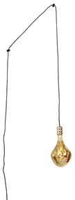 Candeeiro de suspensão moderno dourado com ficha incl. lâmpada LED regulável - Cavalux