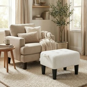 Pufe com estofamento espesso 40 x 32 x 26 cm creme-preto