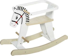 Cavalo de balanço zebra - Cavalo de balanço em madeira - Brinquedo de balanço em madeira - alças, apoio para os pés e anel de segurança