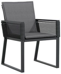 Cadeiras de jardim com almofadões 4 pcs vime PE preto