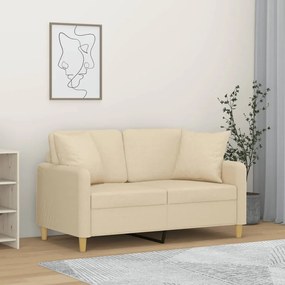 3200903 vidaXL Sofá 2 lugares + almofadas decorativas 120 cm tecido cor creme