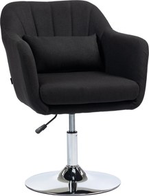 HOMCOM Cadeira giratória, cadeira de escritório regulável em altura, poliéster com aspeto de linho, Metal, 60 x 60 x 79-91 cm, Preto | Aosom Portugal