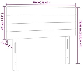 Cabeceira de cama veludo 90x5x78/88 cm cinzento-claro