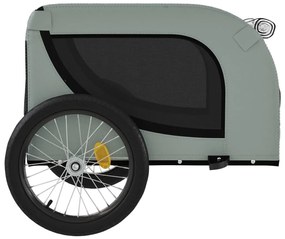 Reboque de bicicleta p/ animais tecido oxford/ferro cinza/preto