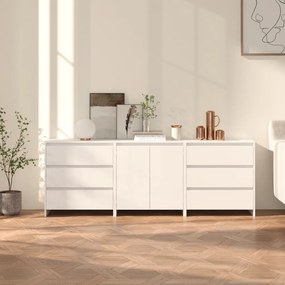 3 pcs aparador em madeira processada branco