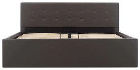 Cama hidráulica c/ arrumação 140x200cm couro artificial cinza