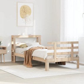 vidaXL Estrutura de cama com cabeceira 90x200 cm pinho maciço
