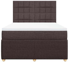Cama com molas/colchão 160x200 cm tecido castanho-escuro