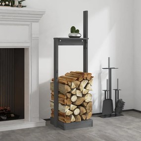 vidaXL Suporte de lenha 33,5x30x110 cm pinho maciço cinza