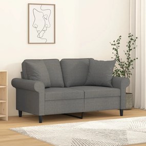 vidaXL Sofá 2 lugares + almofadas/almofadões 120cm tecido cinza-escuro