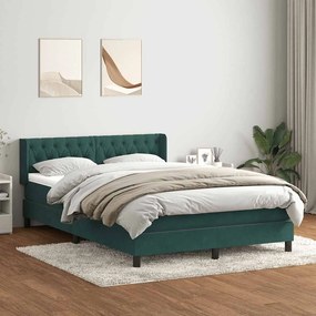 vidaXL Box Cama primavera com Colchão Verde Escuro 140x210 cm Veludo
