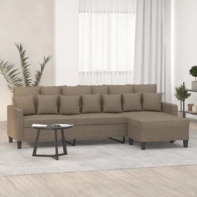 vidaXL Sofá de 3 lugares + apoio de pés 210cm tecido cinza-acastanhado