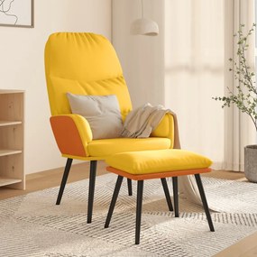 vidaXL Cadeira de descanso com banco tecido amarelo mostarda
