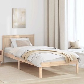vidaXL Estrutura de Cama Solteiro em Madeira de Pinho Natural