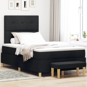 Cama Box Spring com Colchão e Banco vidaXL Preta 120x200 cm Tecido