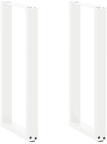 vidaXL Pés de mesa de console em forma de U, 2 peças, branco, 38x(72-73) cm, aço