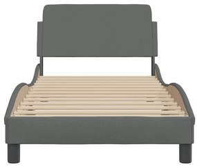 Estrutura de cama sem colchão 90x190 cm tecido cinzento-escuro