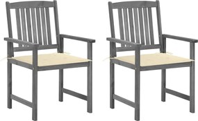 vidaXL Cadeiras de jardim com almofadões 2 pcs acácia maciça cinza