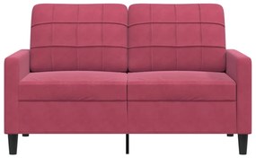 Sofá de 2 lugares veludo 120 cm vermelho tinto