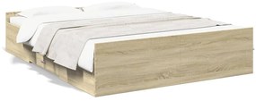 vidaXL Estrutura de cama c/ gavetas derivados madeira carvalho sonoma