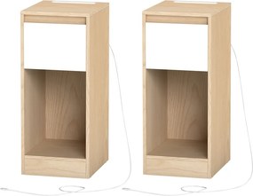 Conjunto de 2 Mesas de cabeceira estreita 30 x 25 x 59,5 cm bege-branco