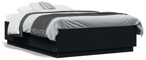Estrutura cama c/ luzes LED 135x190 cm derivados madeira preto