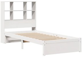 Cama com estante sem colchão 90x200 cm pinho maciço branco