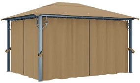 Gazebo com cortina 400x300 cm alumínio cinzento-acastanhado