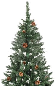 Árvore de Natal artificial com pinhas e brilho branco 150 cm