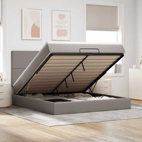 moldura de cama otomana vidaXL com tecido Taupe 180x200cm