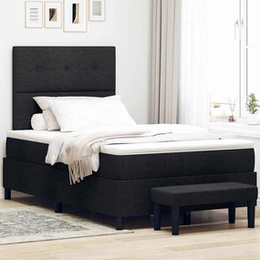 vidaXL Cama Box Spring com Colchão e Banco Preto 120x200 cm Tecido