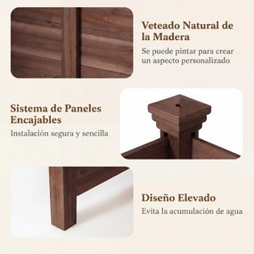 Conjunto de 2 Painéis de Privacidade para o Exterior  119 x 119 cm com Estacas Metálicas para Ar Condicionado, Caixote do Lixo de Jardim, castanho