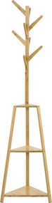 HOMCOM Cabide de pé em bambu suporte para roupas 8 ganchos 3 prateleiras 46 x 46 x 175 cm natural | Aosom Portugal