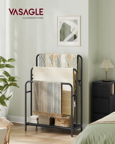 Toalheiro com 3 barras 70 x 30 x 100 cm em Metal e aglomerado de madeira preto