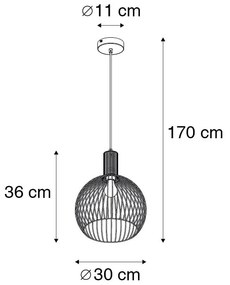 Candeeiro suspenso design preto 30cm - WIRE Dos Moderno,Design