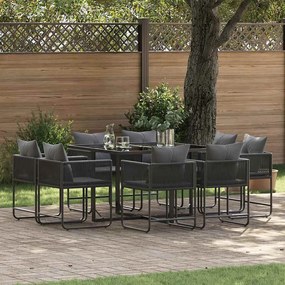 Conjunto de Jantar de Jardim com 10 Peças e Almofadas em Aço e Rattan Poliéster