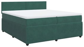 Cama com molas/colchão 200x200 cm veludo verde-escuro