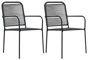 vidaXL Cadeiras de jardim 2 pcs corda de algodão e aço preto