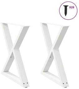 Pés para mesa de jantar 2 peças, branco, 80x(72-73,3) cm, aço