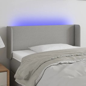 3122938 vidaXL Cabeceira de cama c/ luzes LED tecido 93x16x78/88cm cinza-claro