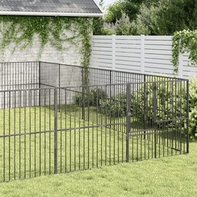 Parque para cães com 20 painéis aço galvanizado preto